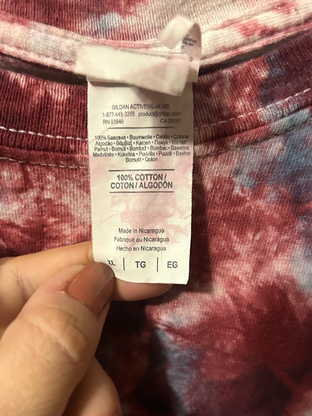 Gildan Tie-Dye Crop Top - Red, Blue & White - Picture 3 of 4